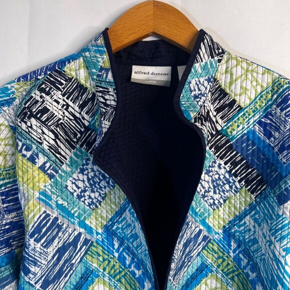 Alfred Dunner Petite Blue Patchwork Quilted Open Front Jacket Blazer Size 16P - Picture 3 of 10